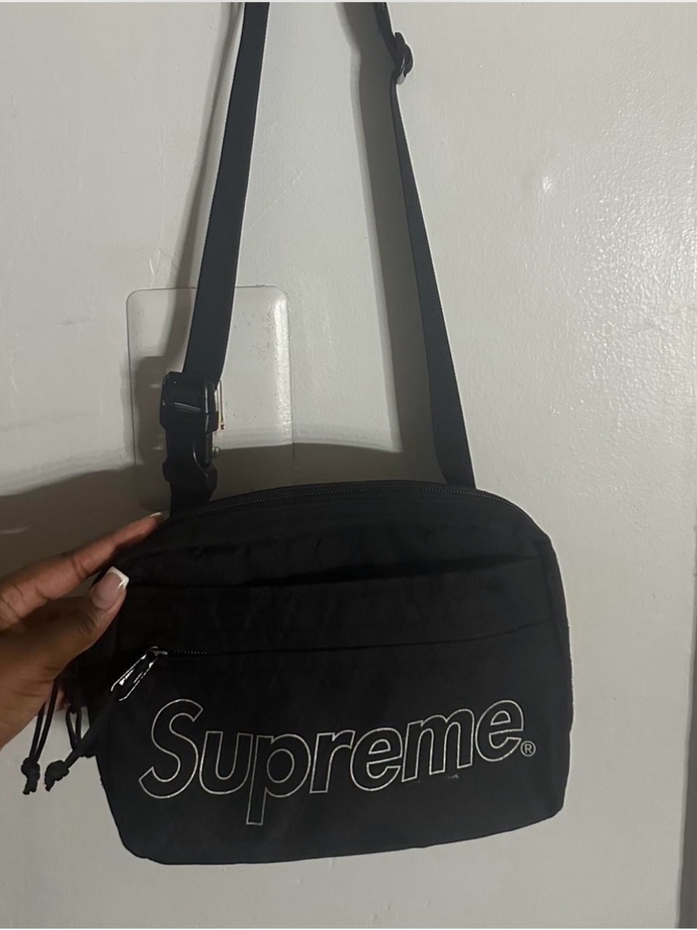 Supreme Black Logo Shoulder Crossbody Bag